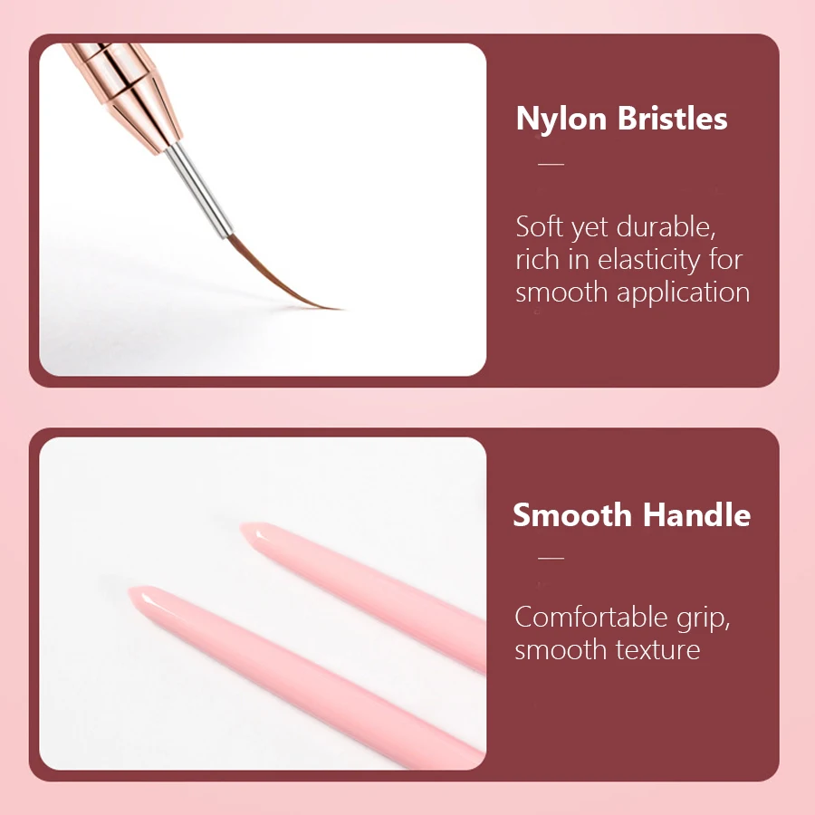 مجموعة فرش بطانة فنية للأظافر مكونة من 5 قطع - أقلام رسم شريطية/خط/زهرة لتقليم طلاء جل الأكريليك #3