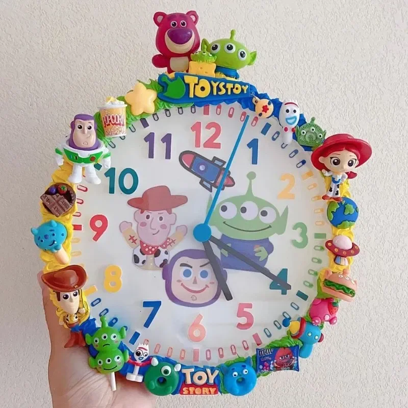 Disney toy story estudante artesanal transformação criativa dos desenhos animados creme cola relógio de parede decorativo ornamentos bonitos presente de aniversário