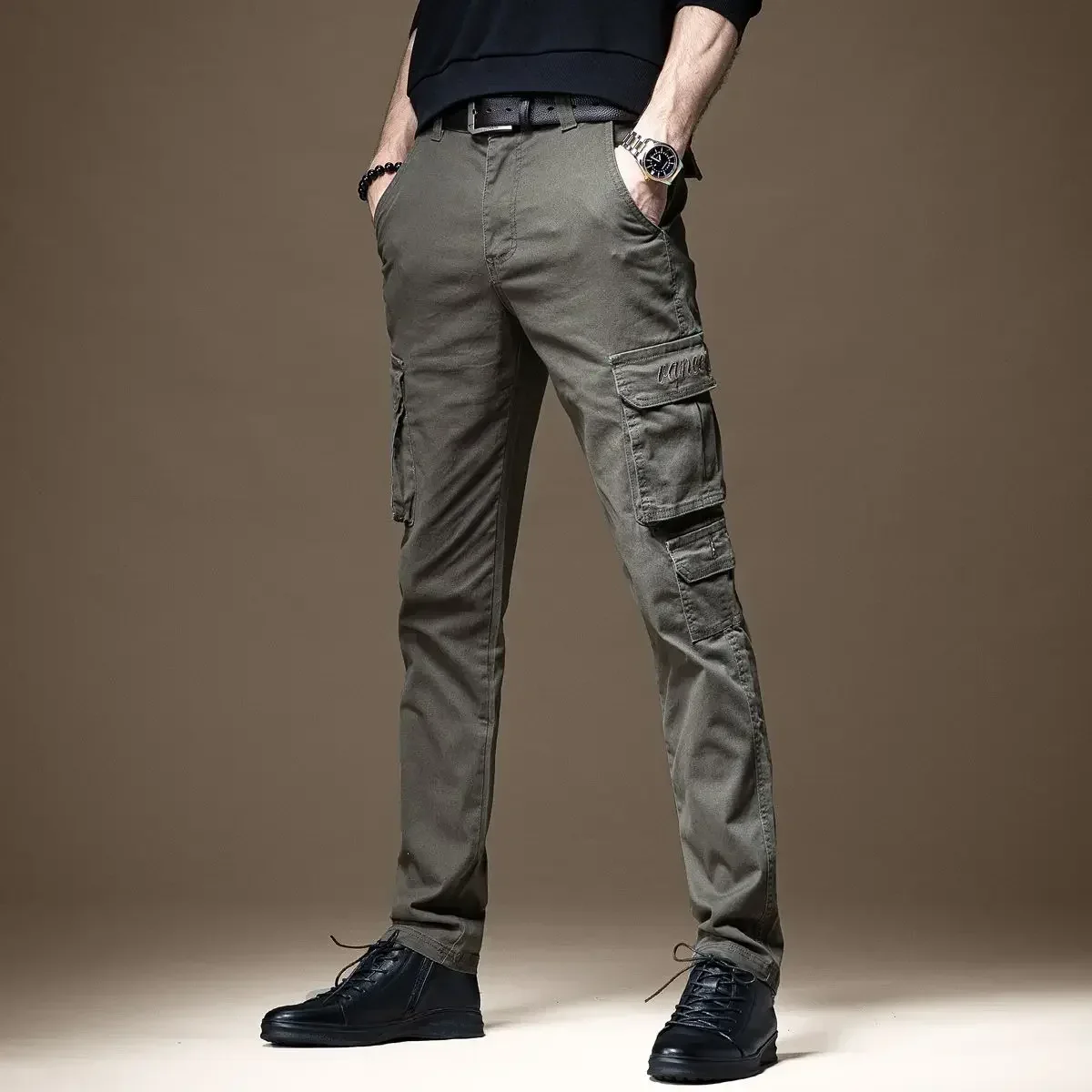 Trousers Man Black Slim Cargo Pants For Men Loose Korean Spandex With High Quality Long New In Oversize Designer Cheapest