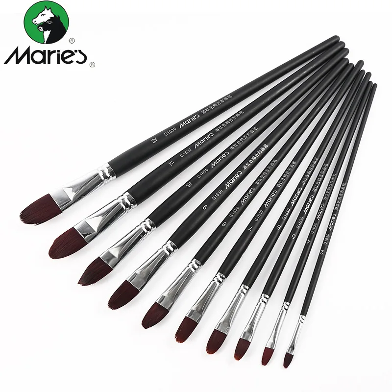 

Marie's Nylon Paint Brushes Set 6/12Pcs, Fit Acrylic Gouache Oil Painting, Ideal for Students and Beginners Art Supplies