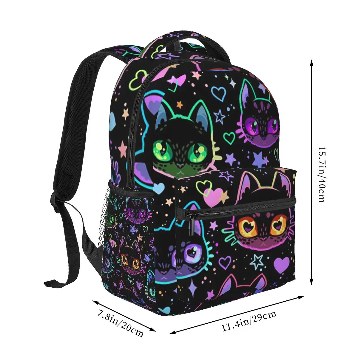 Colorful Cat Heads With Bright Star Backpack Hot Sale Daypack Large Capacity Children BookBag School Bag Shoulder Bags