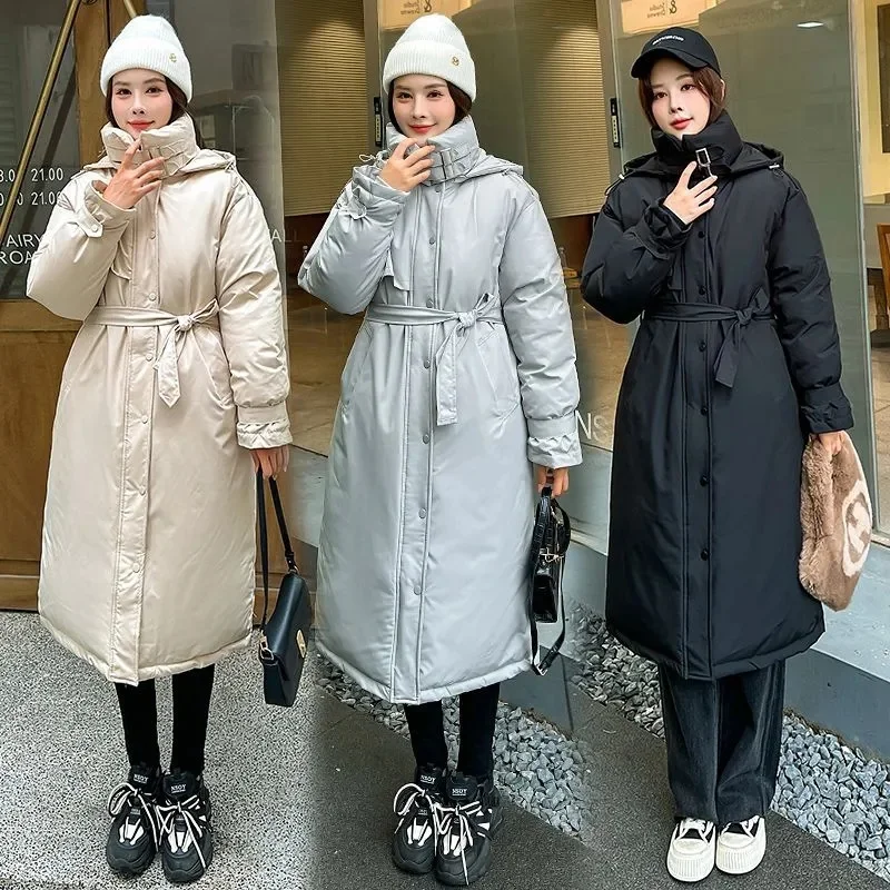 2024 New Women Parkas Winter Hooded Down Cotton jacket Fashion Casual Thick Warm Long padded Coat Female Windproof Overcoat T557