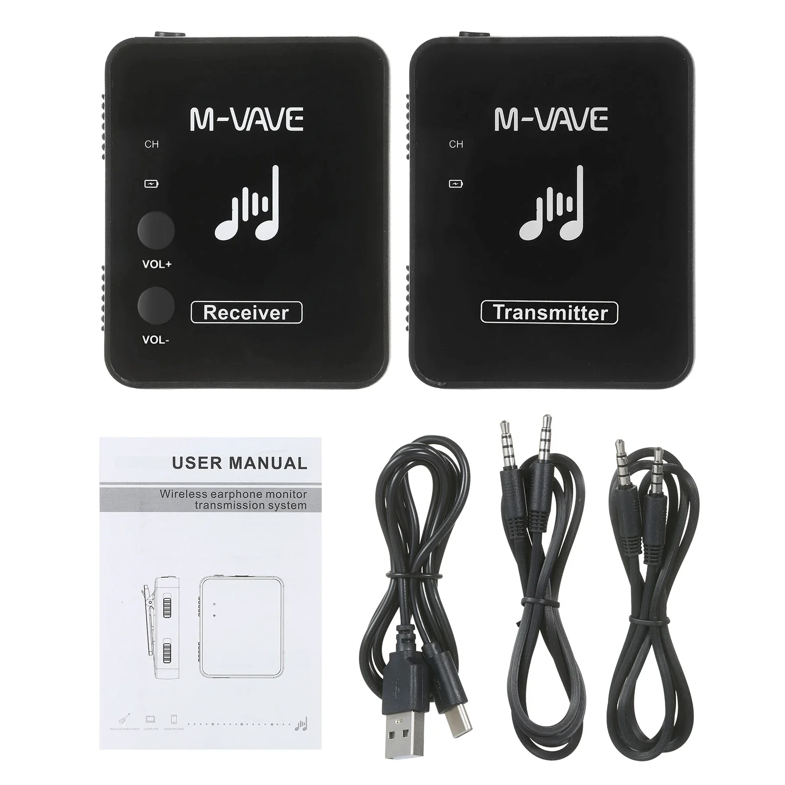 3pcs M-VAVE WP-10 2.4GHz Wireless Earphone Monitor Transmission System Rechargeable Transmitter & Receiver guitar accessories