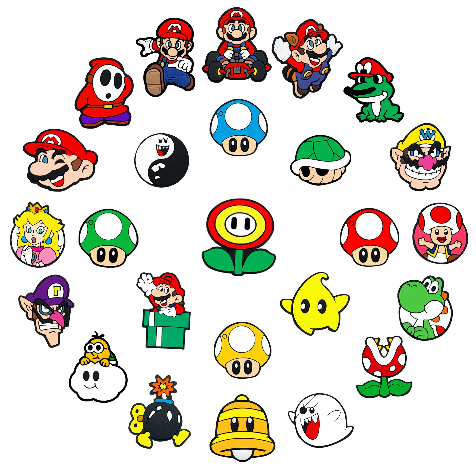 1-100Pcs Jumping Brothers Game Series Shoes Charms PVC Shoe Bag Accessories For Clogs Sandals Decoration Buckle Kids Gifts