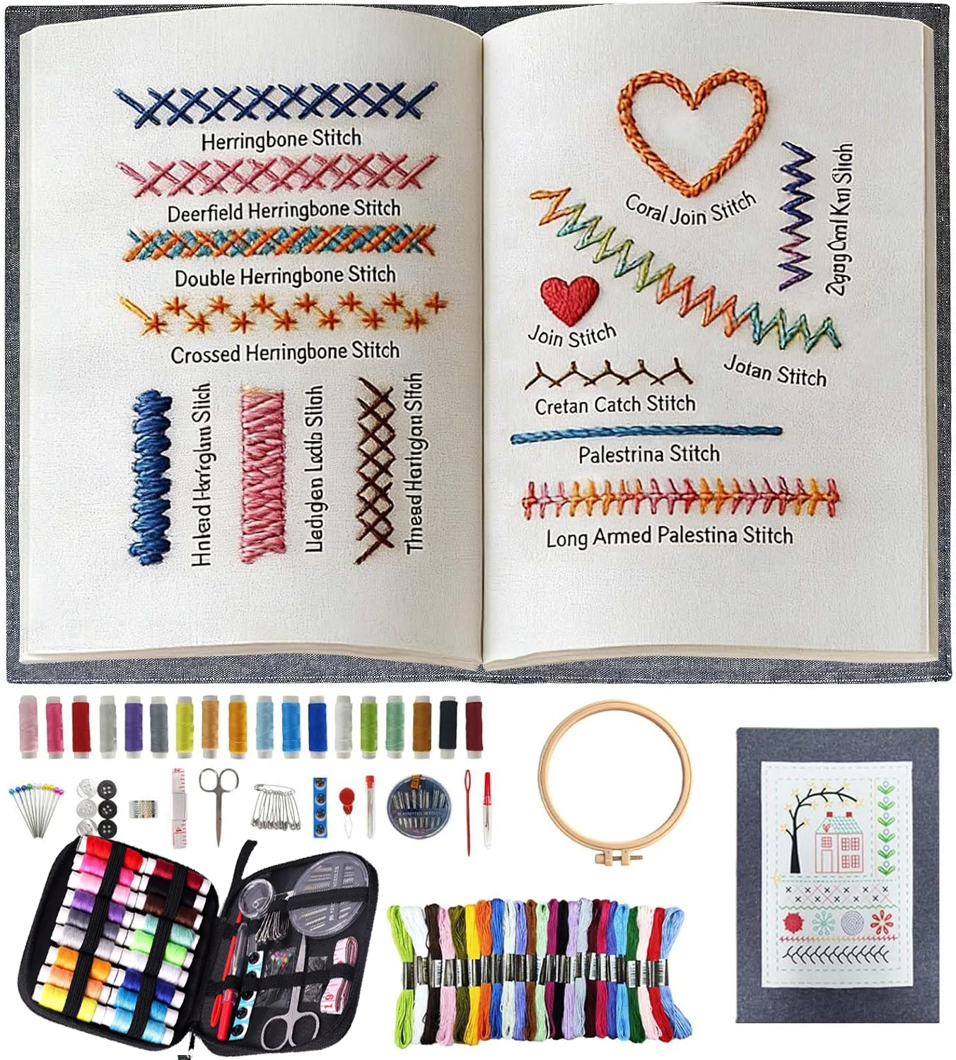 Stickerei-Set für Erwachsene & DIY-Bastler, Tragbares Stickerei-Kit für Anfänger