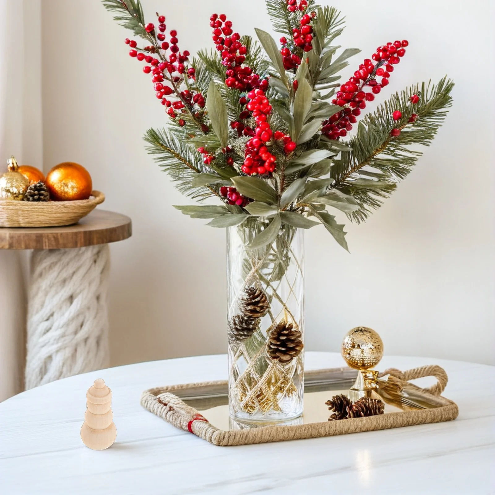 

20Pcs Unpainted Wood Snowman Craft Kit Blank Hanging Ornaments for Christmas Decor DIY Festive Family Crafting Projects