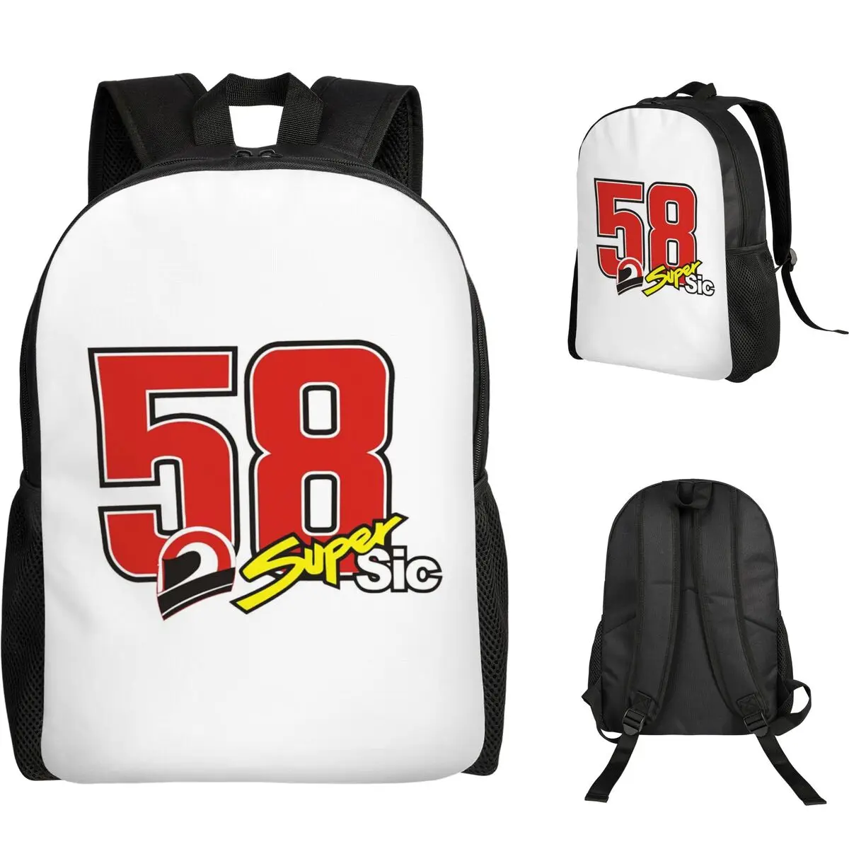 Marco Simoncelli 58 Super Sic Student Backpack School Bag Hiking Travel Daypack for Boys Girls Fashion Bookbag Shoulder Bags