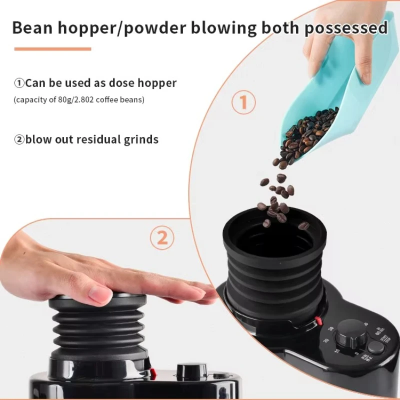 Retention Bellow Blowing Hopper Coffee Bean Grinder Single Dose Hopper for Galileo tools Q18/Mazzer/Raccea Rf64/mahlkonig Ek43