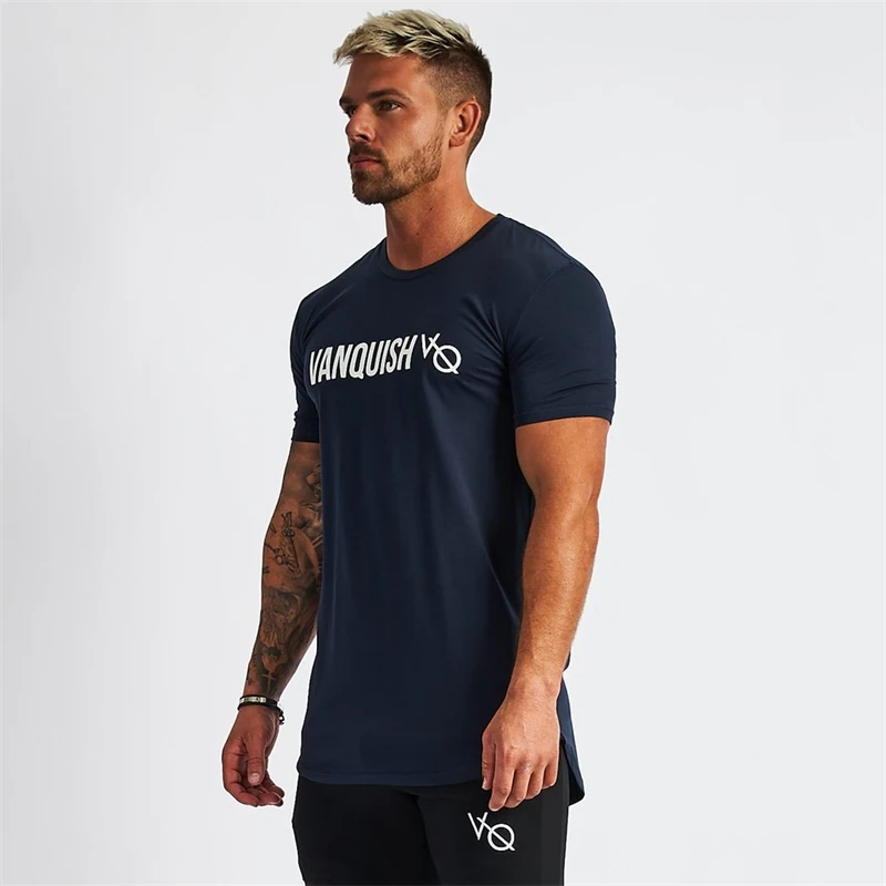 Cotton slim men\'s T-shirt casual round neck short-sleeved T-shirt top fashion hot selling fitness exercise sportswear