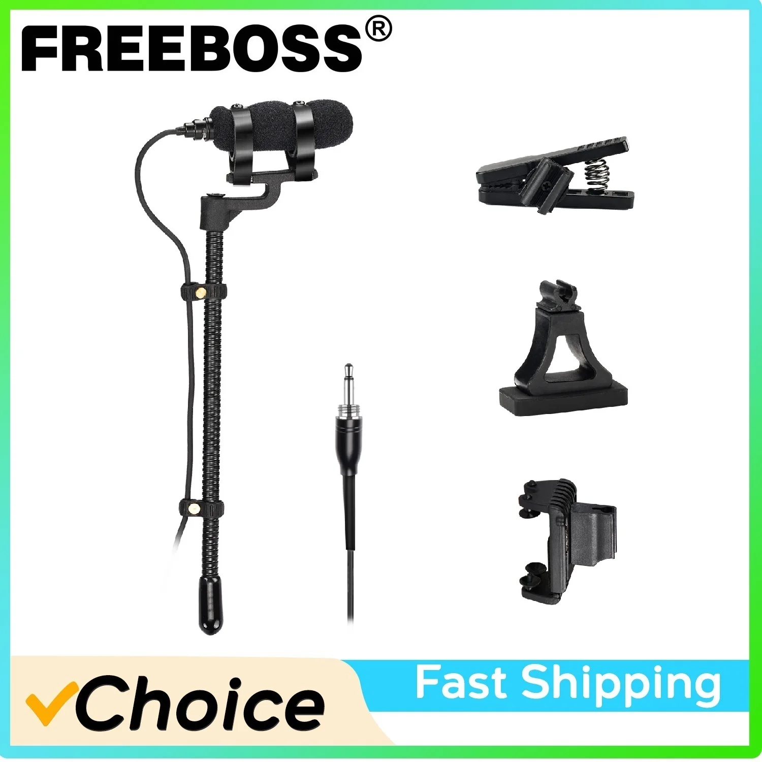 

FREEBOSS Violin Microphone with Clip Wired Condenser 3.5mm Microphones Professional Musical Instrument Clamp Fiddle Mic IM-22-L3