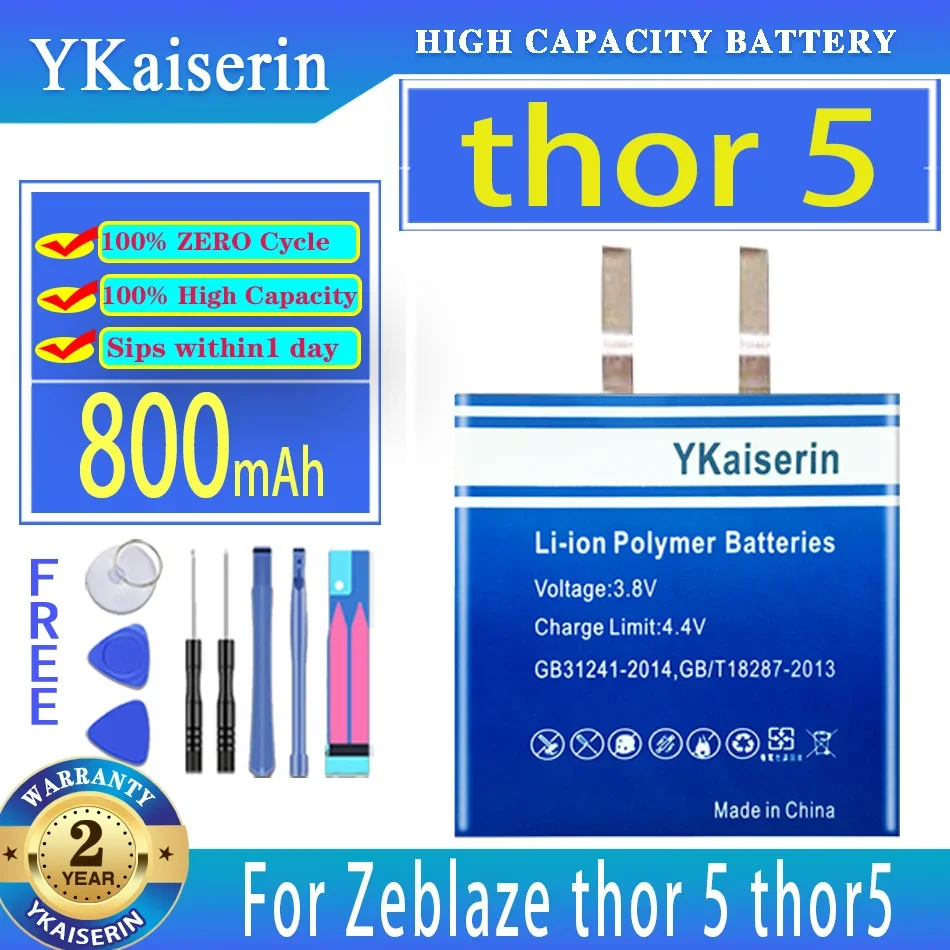 

Сменный аккумулятор ykaisсеребрин 800 мАч для Zeblaze thor 5 thor5 4 dual