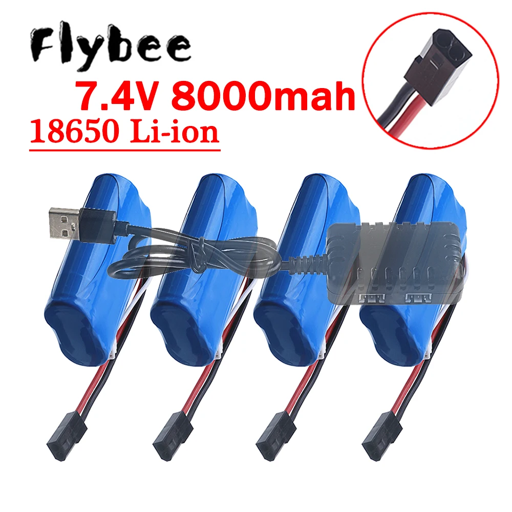 (5500 Plug) 18650 7.4V 8000Mah Battery, for MJX T40C F39 F49 T39, BG1518 BG1513 BG1515 BG1507 BG1506 RC Toys cars boat Parts