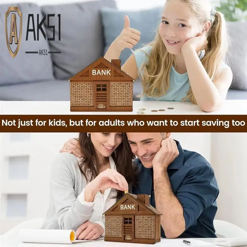 

AK51-Деревянная копилка для взрослых и детей, копилка со счетчиком, банка для экономии денег, многоразовая копилка