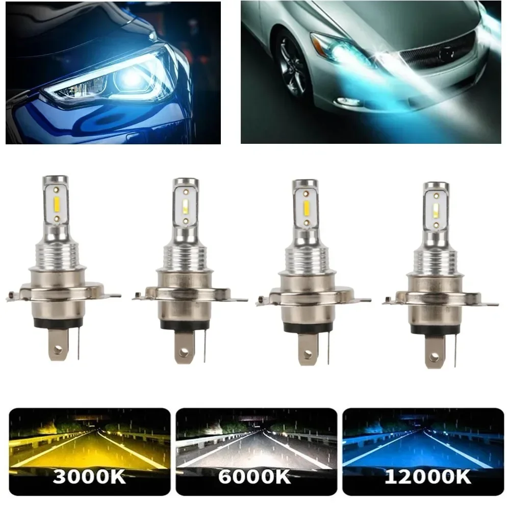 

4 PCS H4 LED Headlight Bulbs High Low Beam 6000K Super White Lights Car Fog Lights Auto DRL Csp Chips 12V 24V 80W