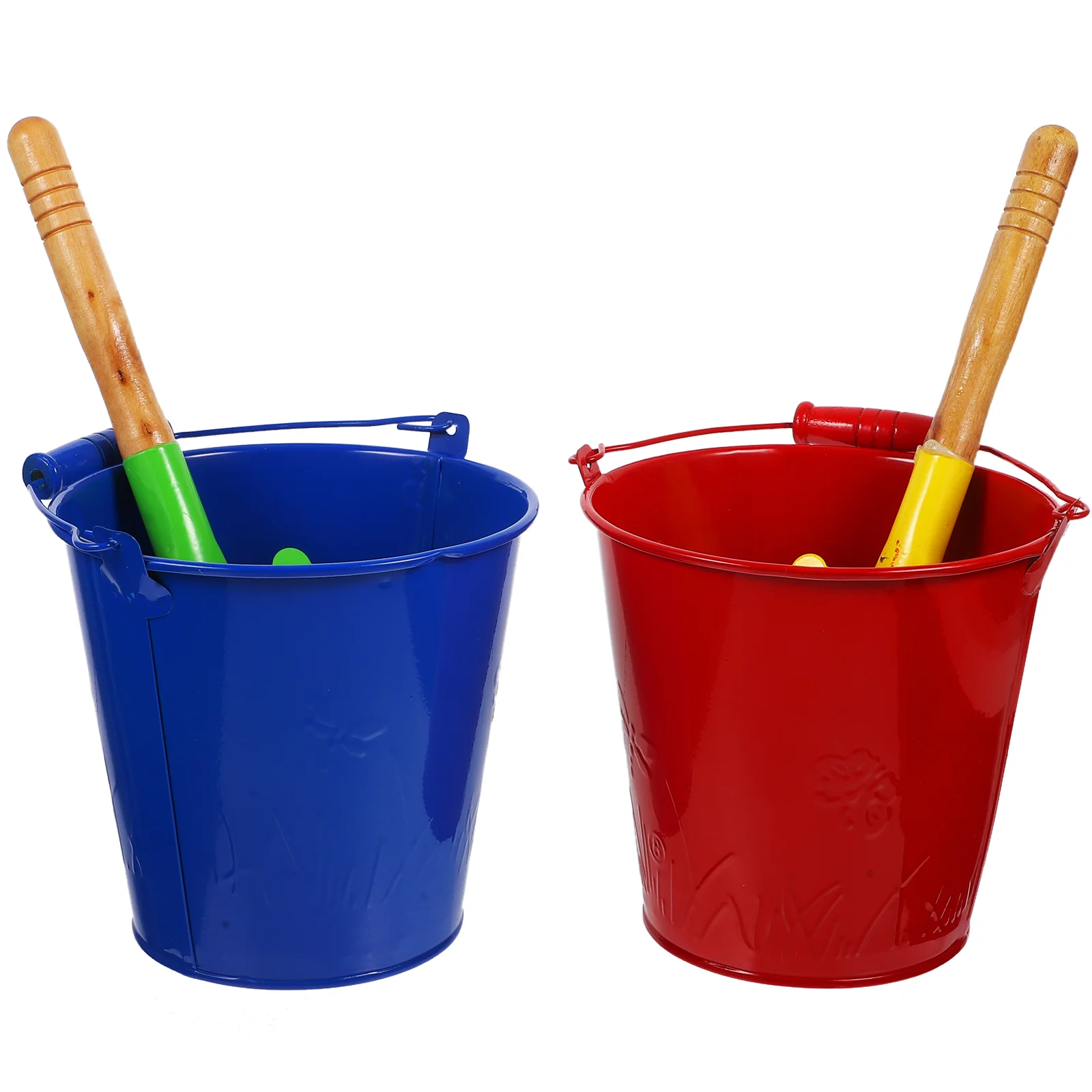 4 Pcs Gardening Tin Bucket Beach Toys for Boys Kids Kindergarten Iron Tool Child Sand Children Playing