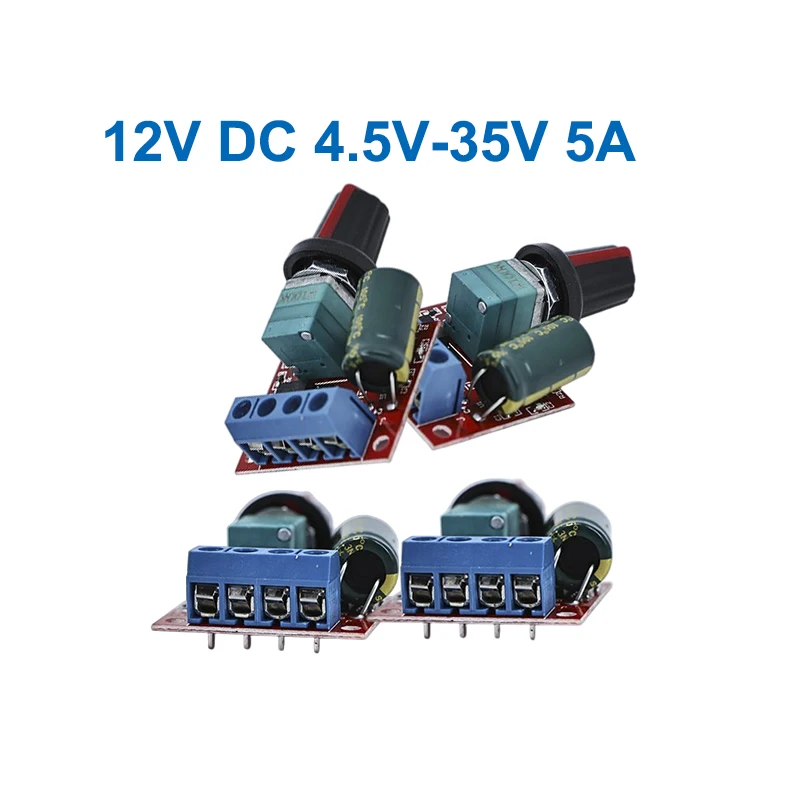 4 Uds 12V DC 4,5 V-35V 5A PWM módulo controlador de velocidad del Motor DC-DC regulador de velocidad ajustable interruptor regulador de Control 24V Mini 90W