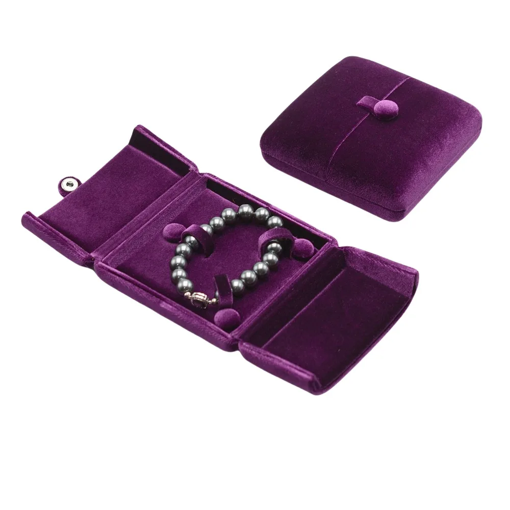 

Solid Color Velvet Jewelry Box Vintage Luxury Necklace Bracelet Case Ornaments Double Door Jewelry Display Holder