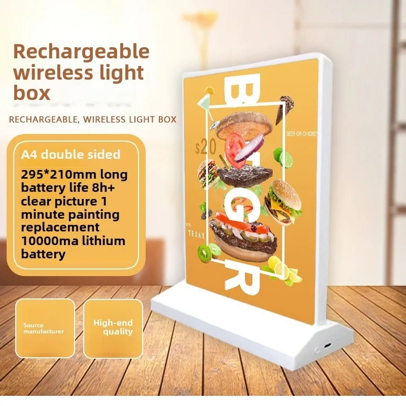 

Настольный светодиодный держатель для вывески A4 A5 Настольный рекламный световой короб с зарядкой через USB Прочный подсветка держателя меню для магазинов Бар в отеле