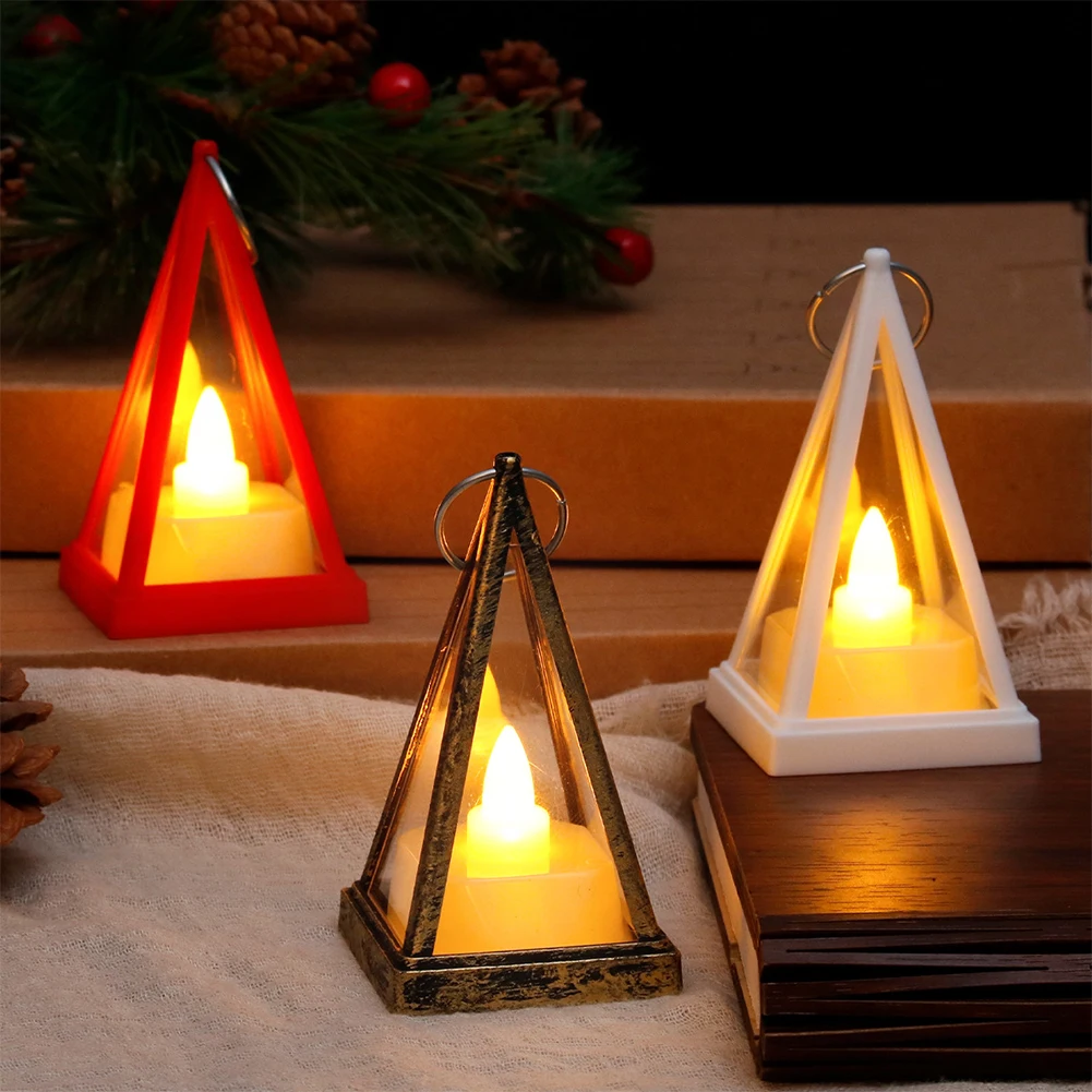 Artificial Electronic Candle Light Triangle LED Atmosphere Light For Outdoor Camping Christmas Home Decoration Accessories