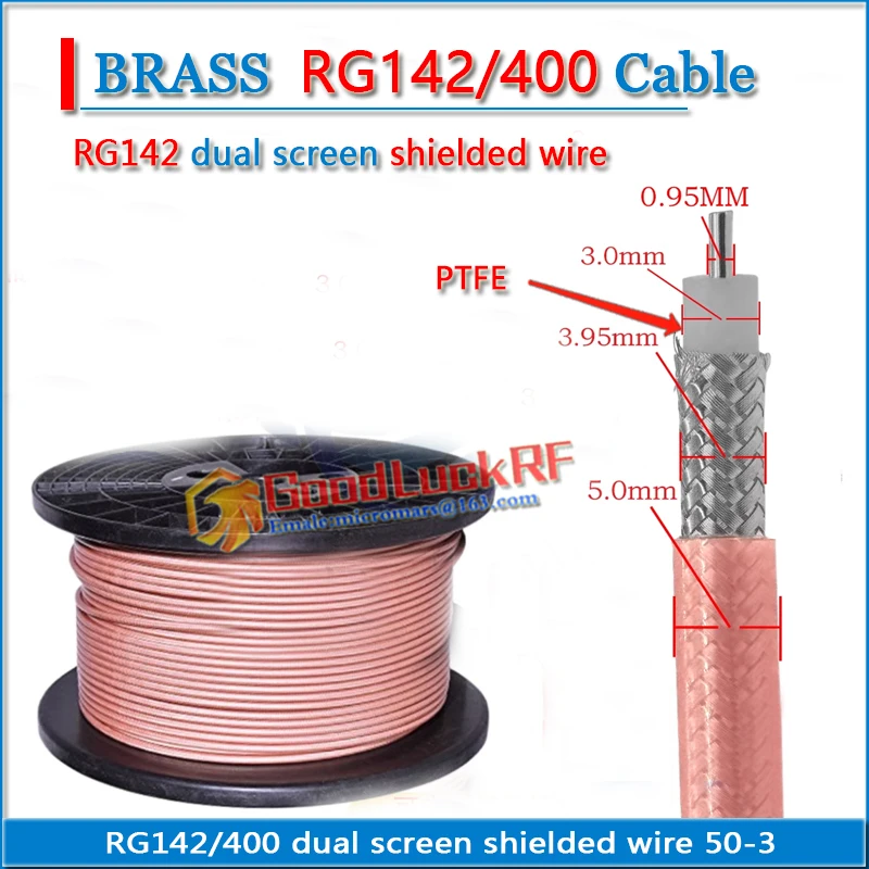 

Flexible coaxial RG142 RG400 Copper Double Shield silver plated high-temperature Pigtail Jumper 50-3 Low Loss