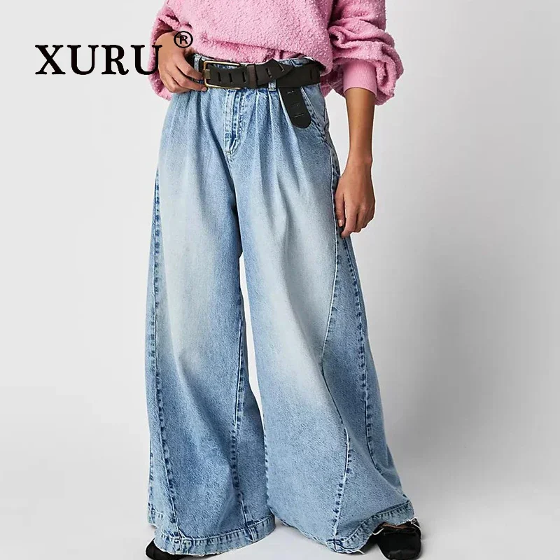 

XURU-Flared Jeans for Women, European and American, Sexy Wide Leg, Casual Long Jeans, High Quality, K5-6816, New