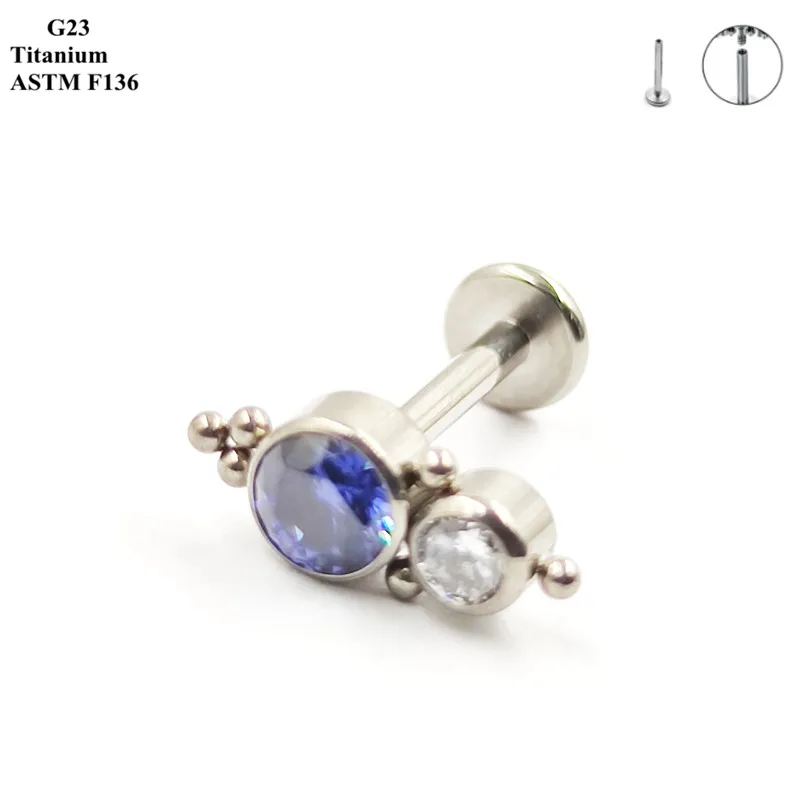 G23 Titanium Manufacturer Sells Ear Stud Inlaid With Exquisite Zircon Thread Perforated Ear Bone Nail Piercing Jewelry Earrings
