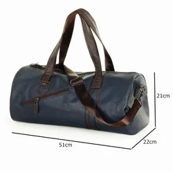 Bolsas de gimnasio de PU para hombre, bolso de mano de viaje de hombro de entrenamiento multifuncional, a la moda, barril deportivo