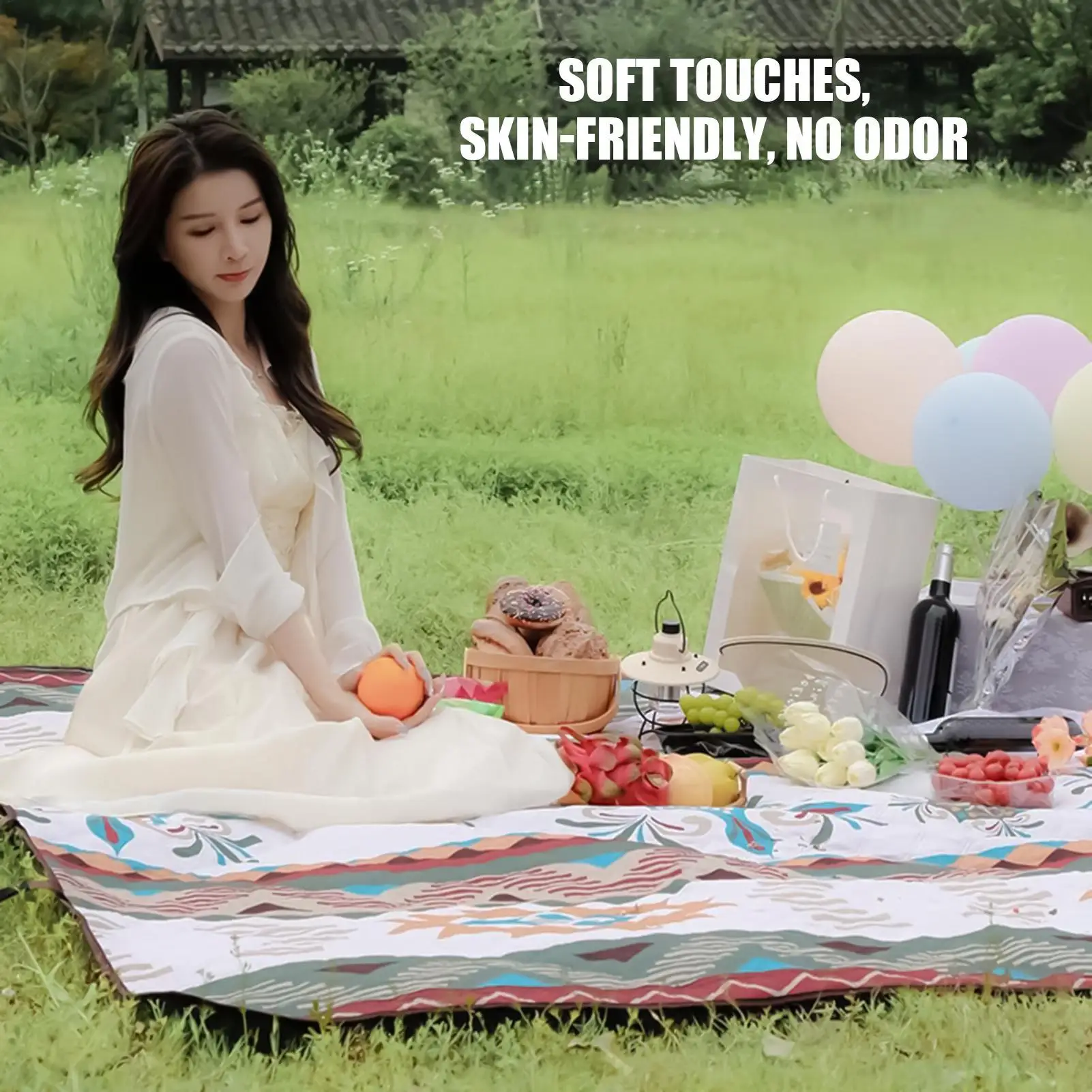 

Picnic Mat Waterproof Foldable Picnic Sheet Waterproof Sandproof 78x78inch Portable Bohemian Grass Lawn Accessories For Lake