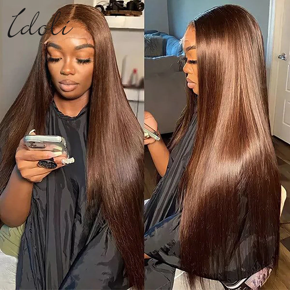 13x6 Chocolate Brown Body Wave Lace Front Wig Transparent  display picture 1