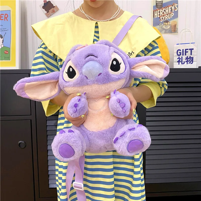 Disney stitch lotes-o'-huggin' urso alienígena mochila kawaii anime feminino coração meu bonito dos desenhos animados boneca saco presente do miúdo brinquedo para meninas