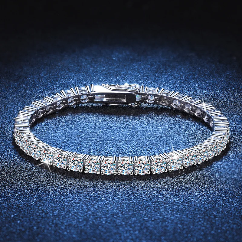 

Women's Full-Row Moissanite Bracelet - PT950 Platinum, High Quality, 0.1Ct Each Stone, 17cm/18cm Size