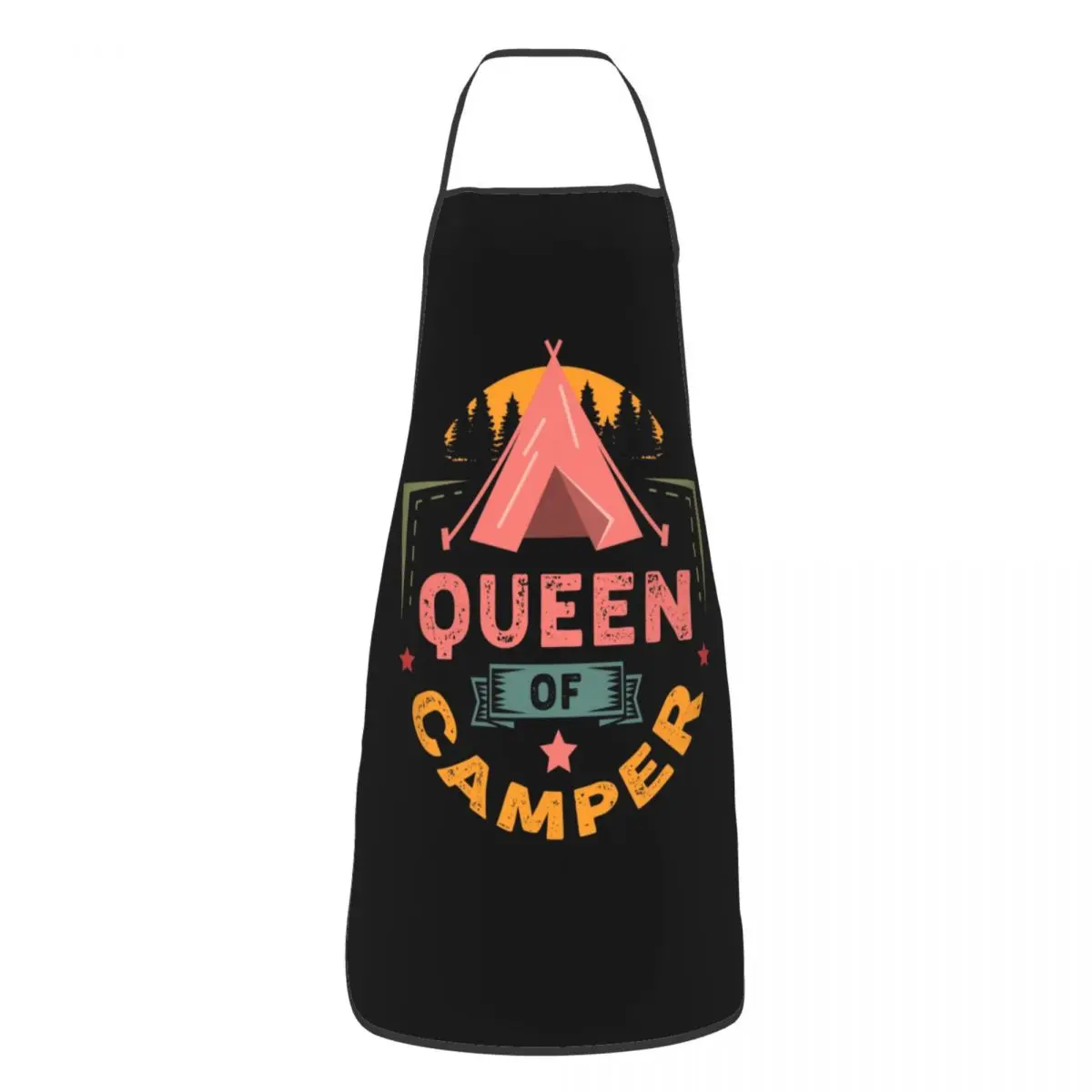 Funny Queen Of Camper Bib Aprons Women Men Unisex Kitchen Chef Camping Adventure Tablier Cuisine for Cooking Baking Gardening