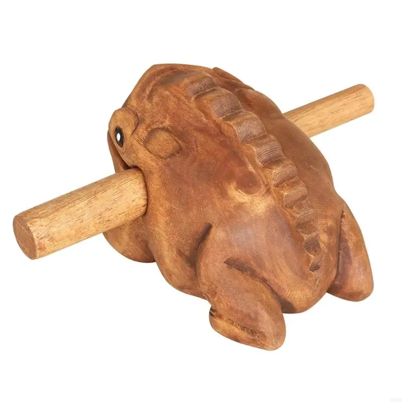 Animal-Shaped Wooden Guiro Instrument With Wooden Mallet, Carved Brown Percussion Piece for Gentle Tapping, Rhythm 69HD
