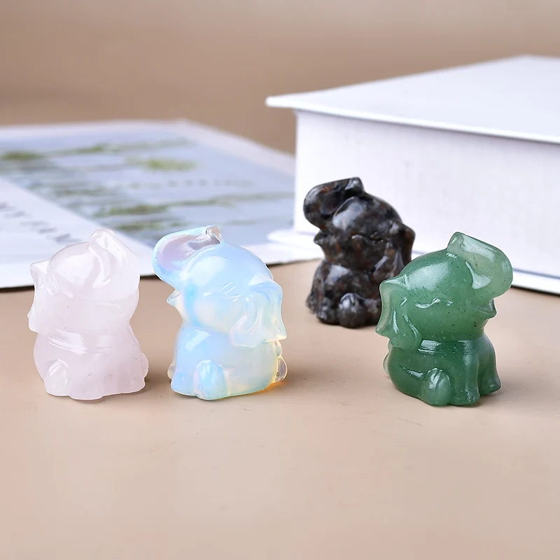 1.38 بوصة من الفيل المنحوت بالكريستال الطبيعي، هدية كريستالية مثالية، حجر كريستال مناسب لأدوات الديكور المنزلي