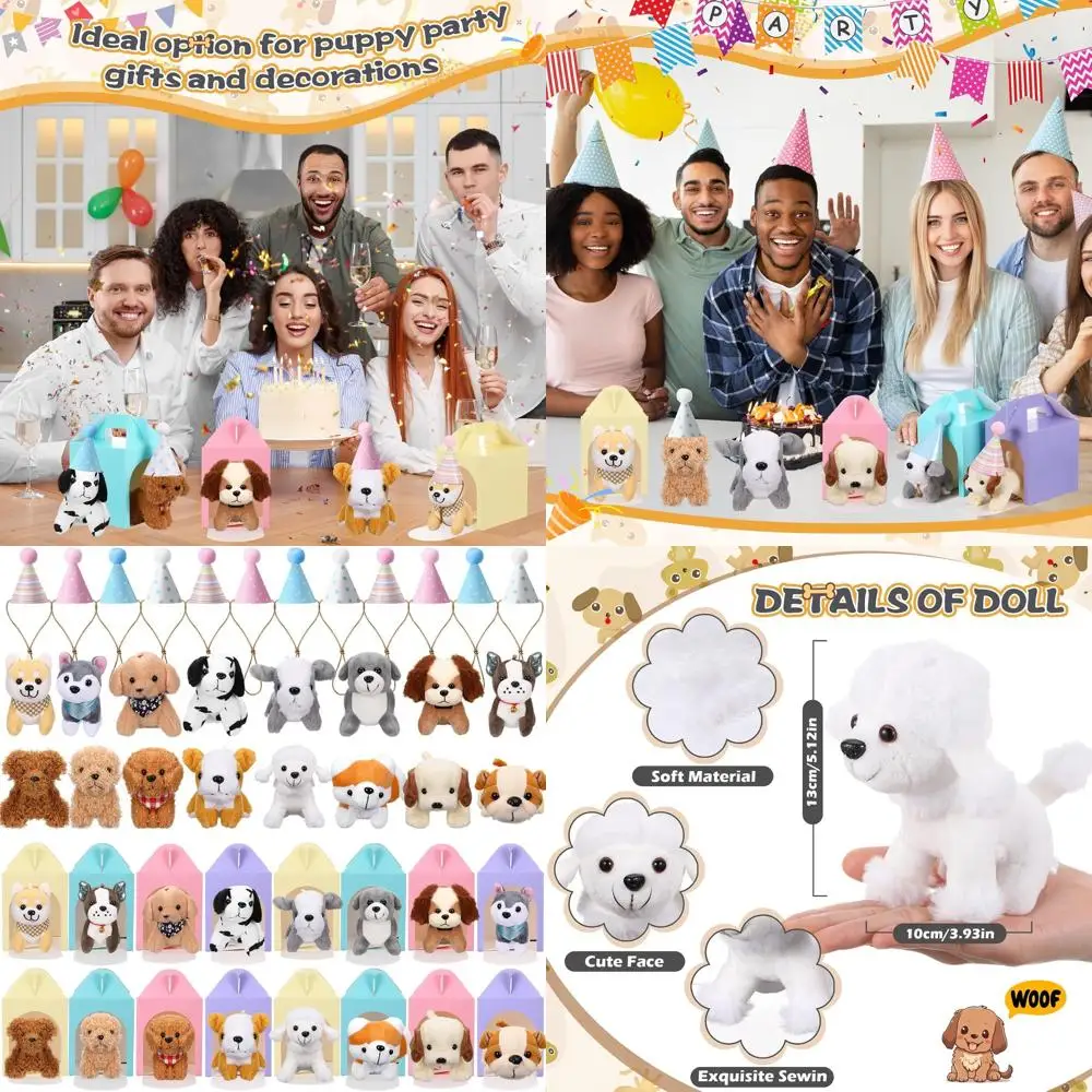 

Adopt a Puppy Themed Party Supplies: 16 Mini Puppy Hats & 16 Decorative Paper Boxes