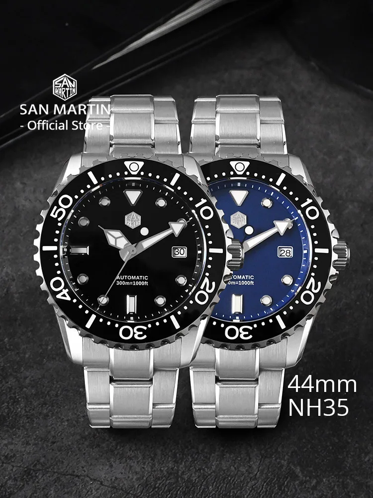 San Martin New 40-44mm Luxury Men's Diver Watch Classic High Quality NH35 YN55 Automatic Mechanical Sapphire BGW-X1 20Bar SN0009