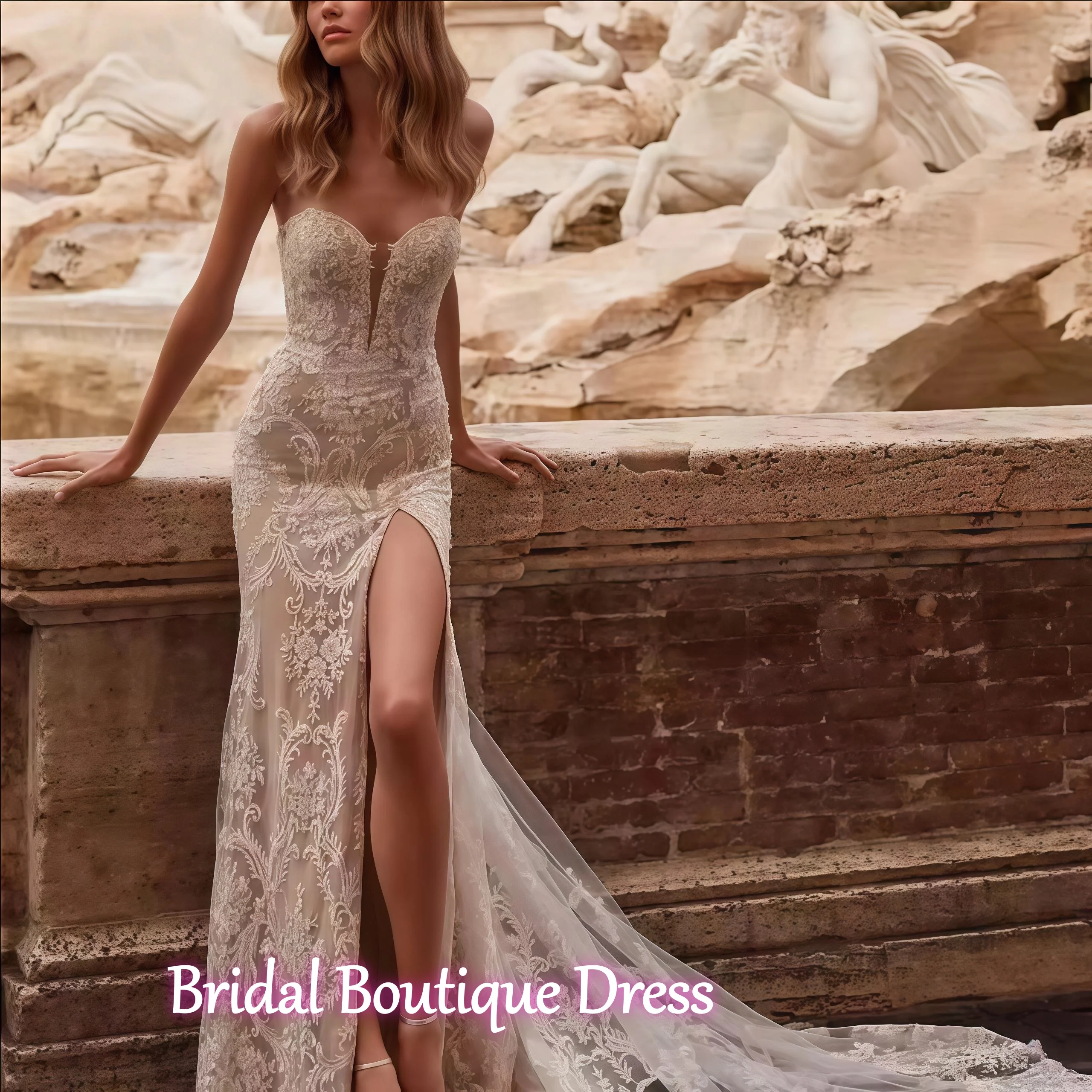 カスタマイズされたセクシーなストラップレスマーメイドウェディングドレス、光沢のあるスパンコール付き、ノースリーブ、コートトレーニングレースデカール、ブライダルガウン、VestidoDeNovia