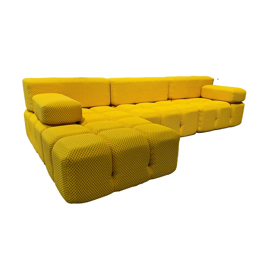 ud-Luxury Mario Cream Velvet Modular Sofa Set Minimalist Designer Style Sponge Sheep Cake Shaped Living Room Combination Sofa-