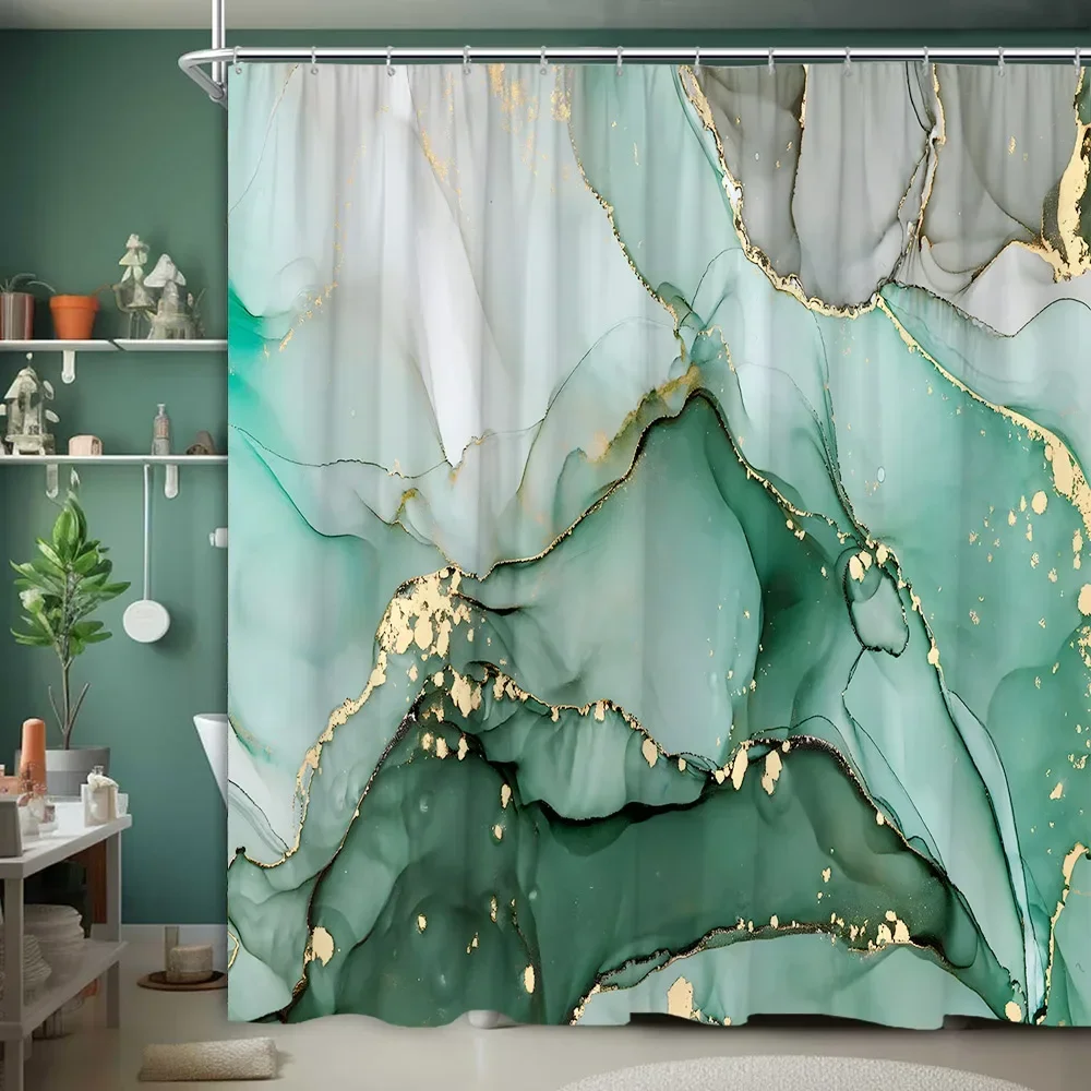 

Marble Textured Shower Curtain Luxury Modern Geometric Creative Irregular Ink Art Home Polyester Fabric Bathroom Decor Curtains