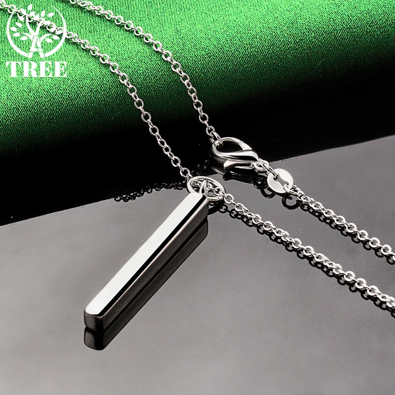 ALITREE 925 Sterling Silver Rectangular Pendant Necklace For Women necklaces Fashion Party Wedding Jewelry Birthday Gifts Choker