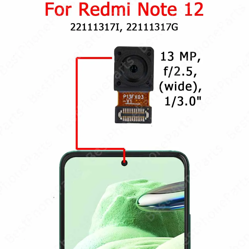 Front Selfie Camera For Xiaomi Redmi Note 12S 12 Pro+ Plus 11 Pro 4G 11S 5G Frontal Camera Module Mobile Phone Parts