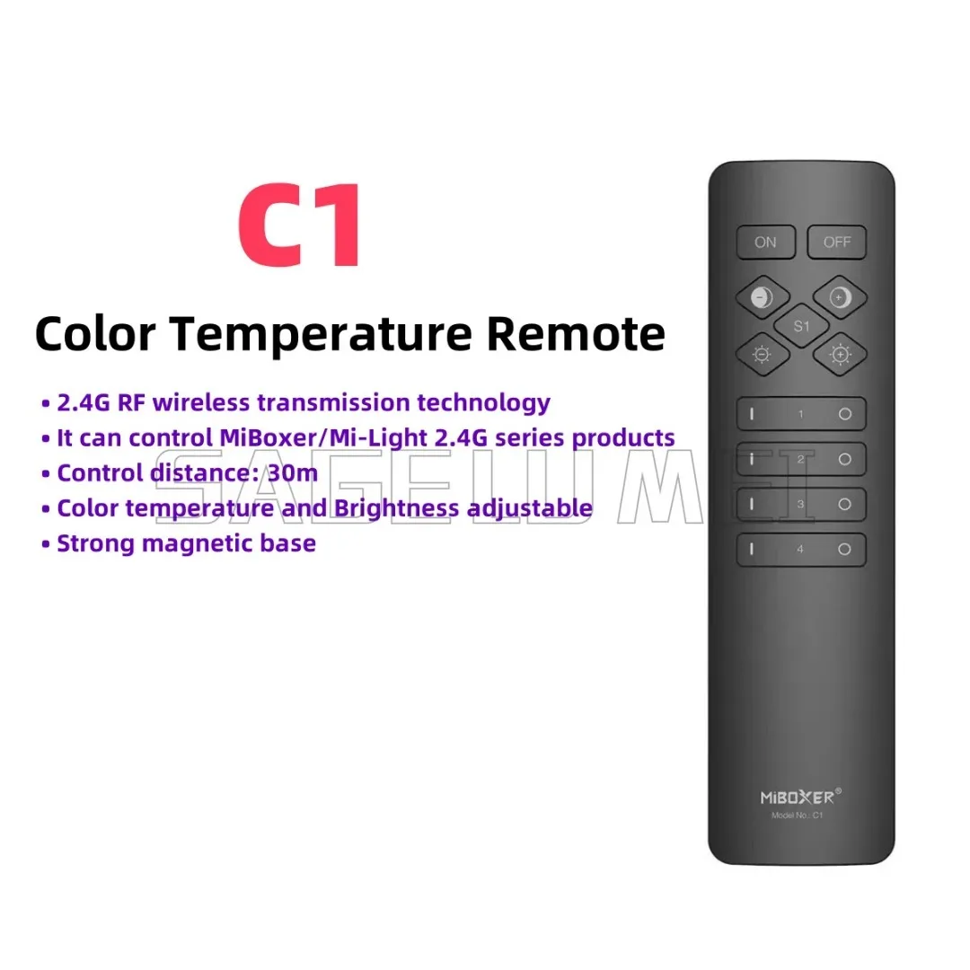 Miboxer 4-Zone C1 C2 C3 C4 C5 C6 درجة حرارة اللون RGB + CCT وحدة تحكم عن بعد لاسلكية المغناطيسي 2.4G سطوع ضوء قابل للتعديل