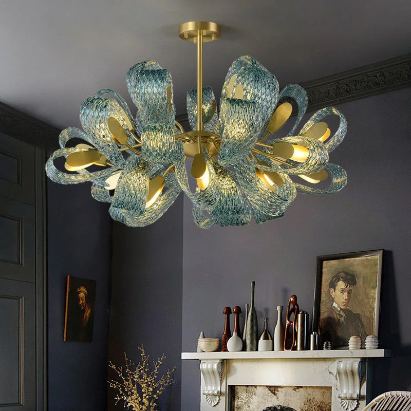 

Pendant Lamps Modern Blue Glass Led Designer Hanging Lamps for Hallway Bar Bedroom Chandelier Suspension Luminaire Lighting