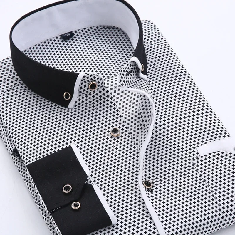 

Big Size 4XL Men Dress Shirt 2023 New Arrival Long Sleeve Slim Fit Button Down Collar High Quality Printed Business Shirts MCL18