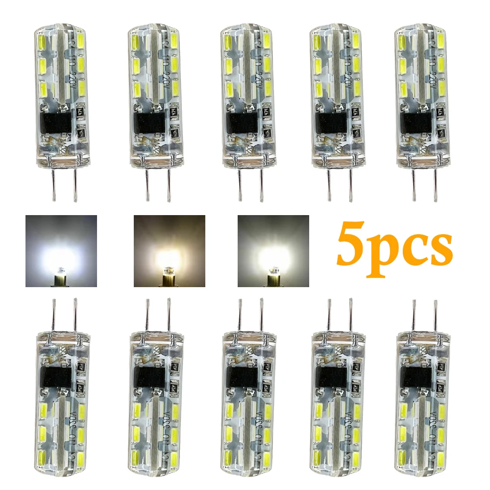 5pcs G4 Led Light Bulbs 24Leds 2W Smd3014 Bulb Lights Silicone 12V 220V Home Lighting Cool Warm White Lamp Bombillas for Home