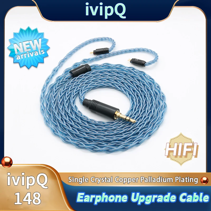 ivipQ Single Crystal Copper Palladium Plating IEM Upgrade Wire HIFI Cable 2.5/3.5/4.4/0.78 2Pin/MMCX IE900 for Conch Nova F1 Pro