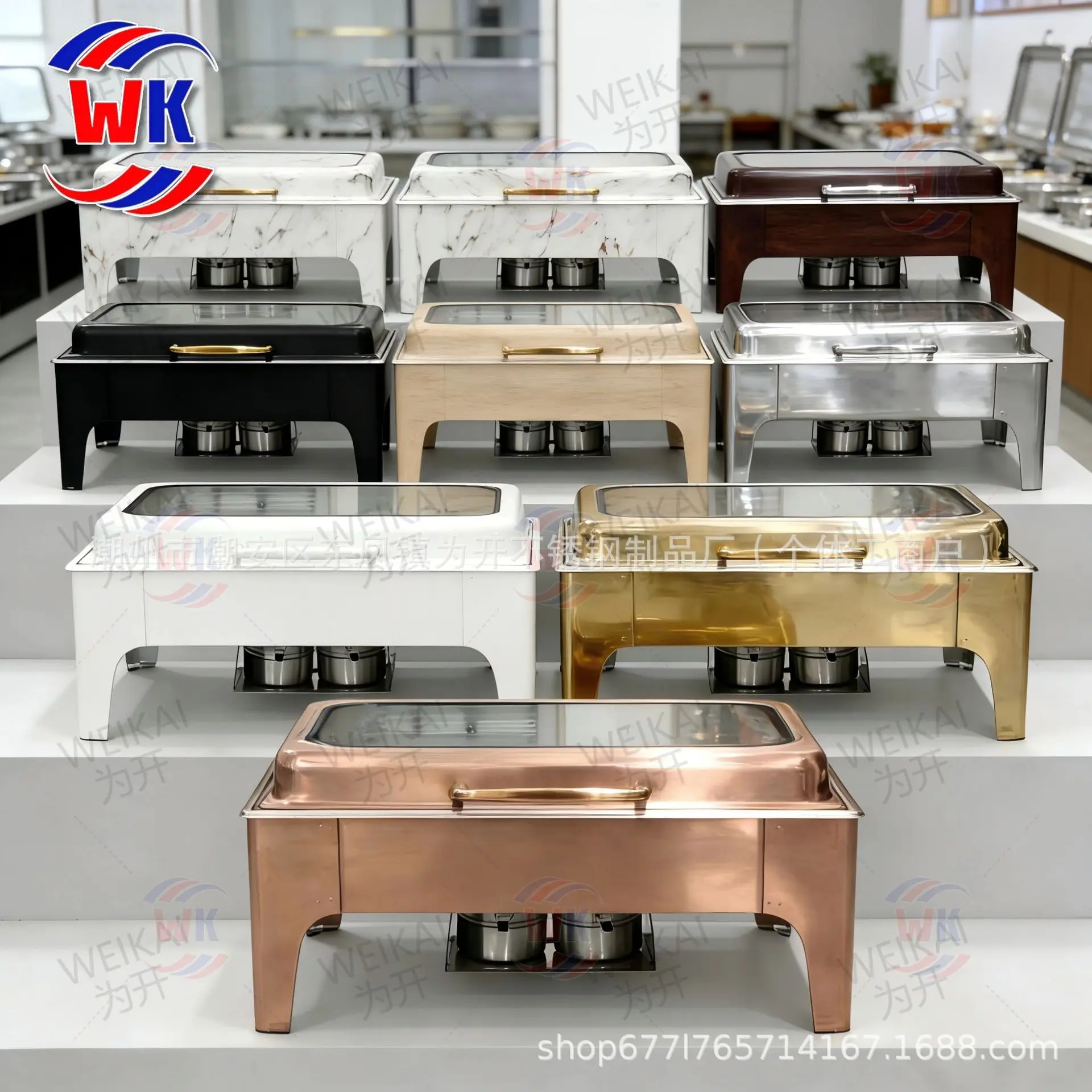 Rectangular Stainless Steel Hydraulic Chafing Dish with Large Glass Panel, Black & White Heating Warmer for Buffet Catering