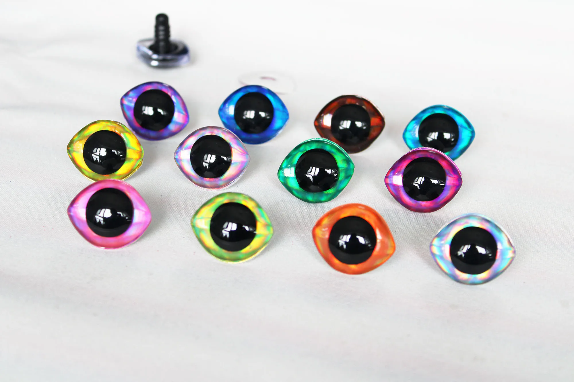 100pcs 23mm 28mm   Oval 3D Glitter  safety toy eyes with fabric For diy plush doll eyes with  hard  washers--D12