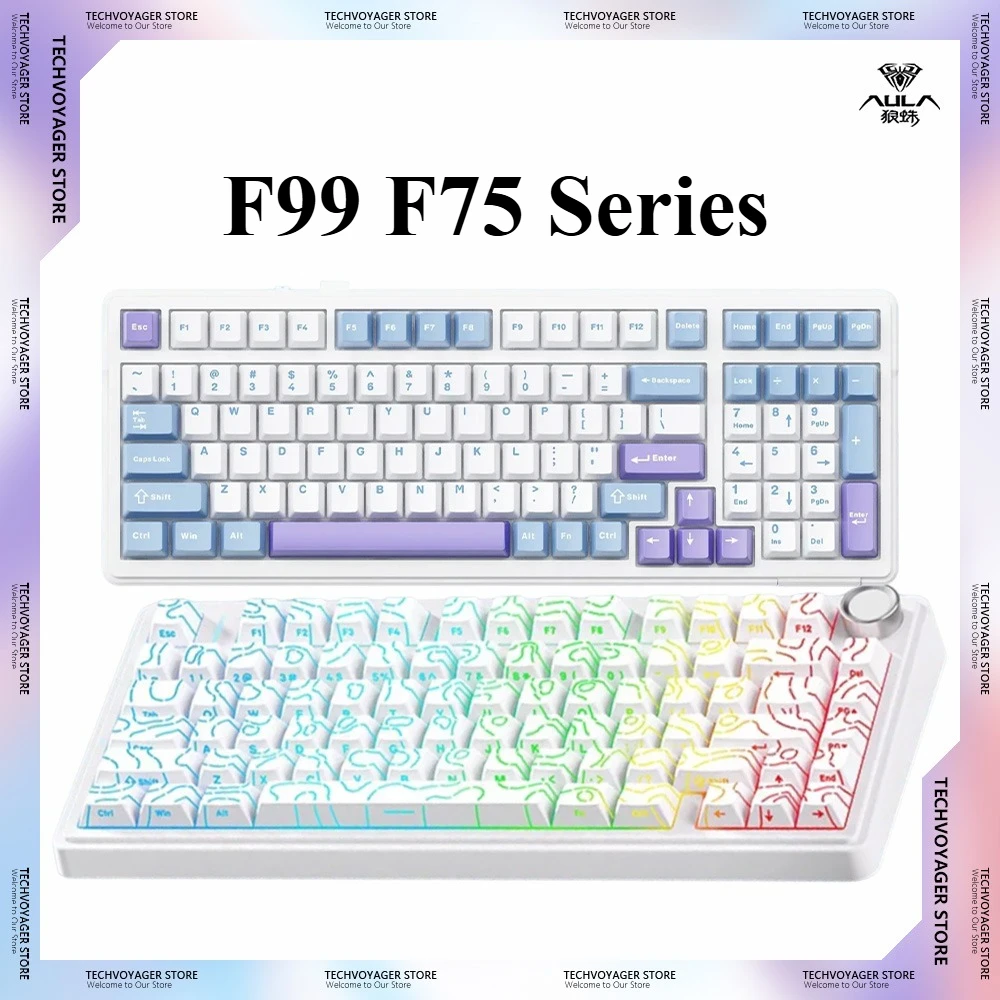 

Promotional Products AULA Series Gaming Keyboards F99 F75 Hot Swap RGB Custom Wireless Tri-Mode Mechanical Keyboard PC Gifts