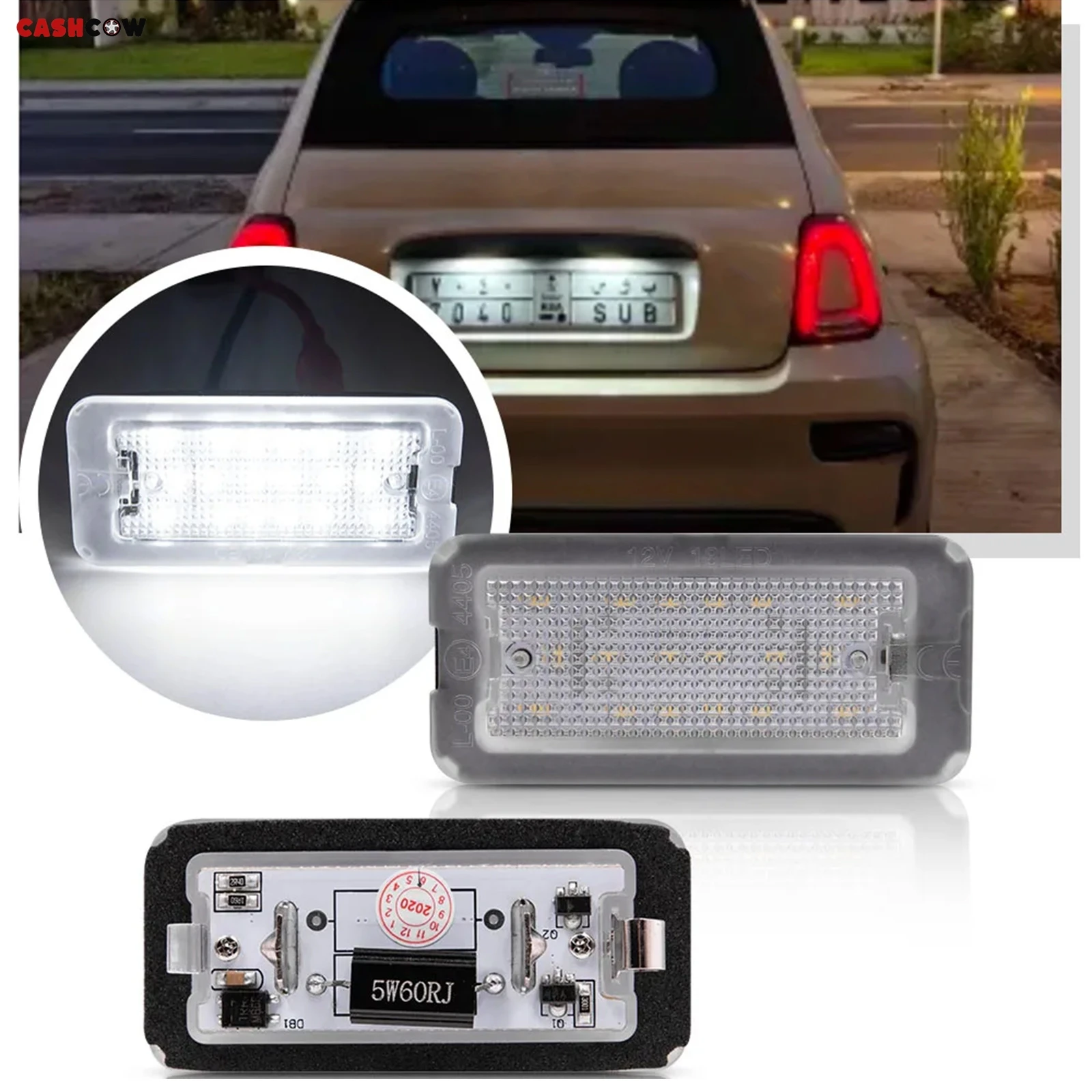 2x LED License Plate Light For Fiat 500 500C 2007 - 2016  Rear Car Number Plate Lamp Assembly CANbus Xenon White Car Light Parts